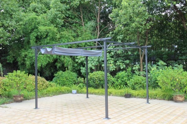 Prague 3.5 x 3.5m Pergola Gazebo Grey open