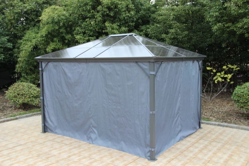 Premium 3 x 3.6 Polycarbonate Gazebo Grey cloosed