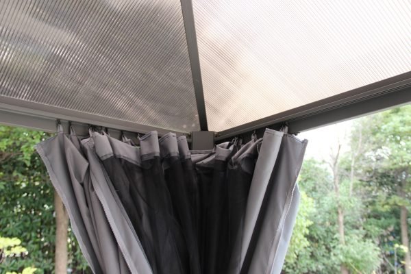 Premium 3 x 3.6 Polycarbonate Gazebo Grey curtain