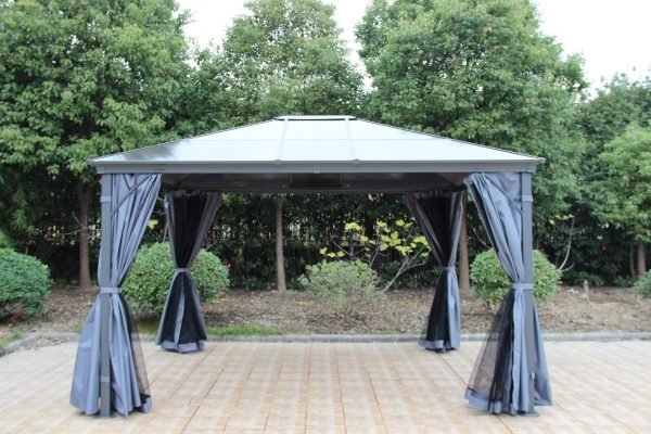 Premium 3 x 3.6 Polycarbonate Gazebo Grey front