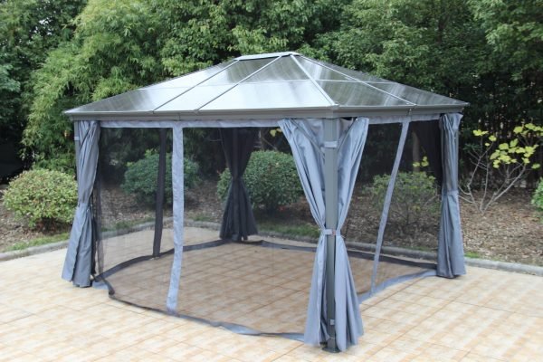 Premium 3 x 3.6 Polycarbonate Gazebo Grey life scaled