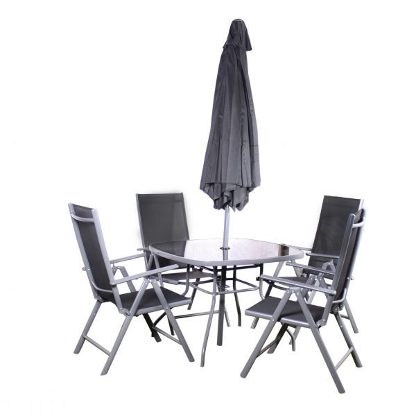 Rio 4 Seat Recliner Outdoor Set Parasol scaled