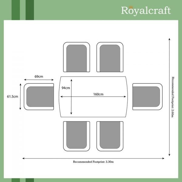 SORRENTO Recliner 6 Seat Dining Set plan