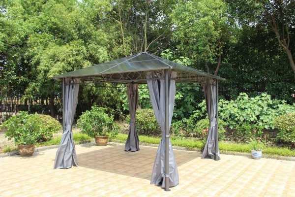 Zurich 3 x 3 Polycarbonate Gazebo Grey open