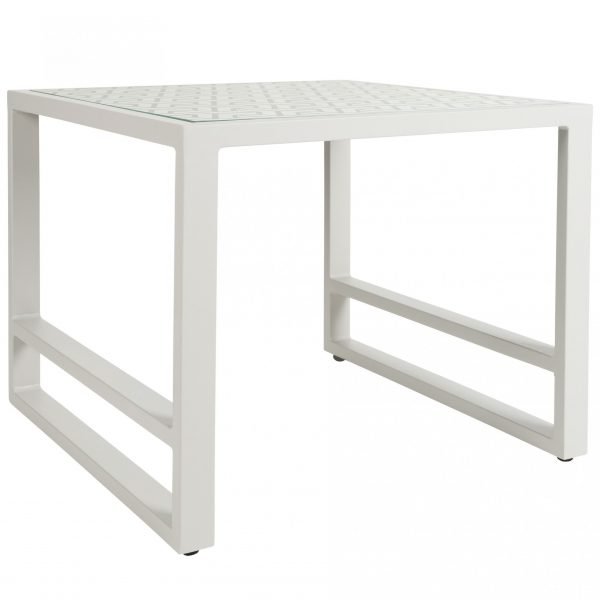 Del Mar Outdoor Side Table White Pattern scaled