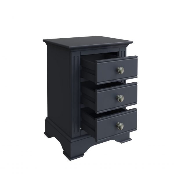 Marcel Midnight Grey Bedside Table Large open scaled