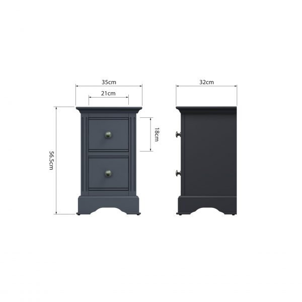 Marcel Midnight Grey Bedside Table dimension scaled