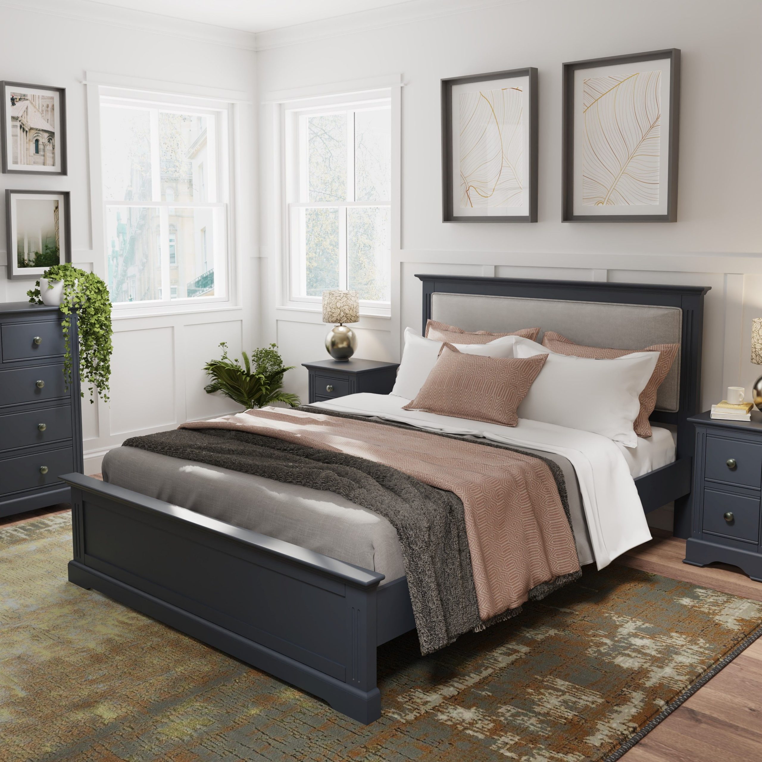 Marcel Midnight Grey Double Bed