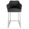Santorini Curved Arm Bar Stool Grey front scaled