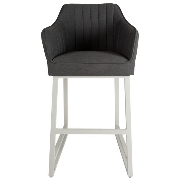 Santorini Curved Arm Bar Stool Grey front scaled