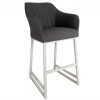 Santorini Curved Arm Bar Stool Grey scaled