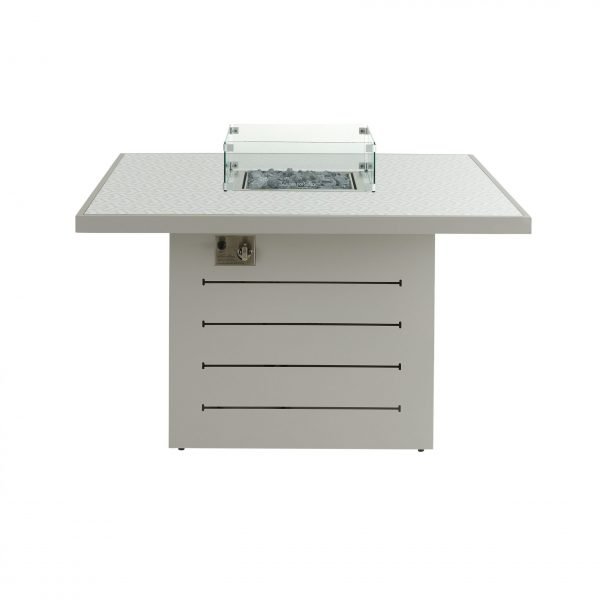 Santorini Square Firepit Dining Table Grey Pattern Top front scaled
