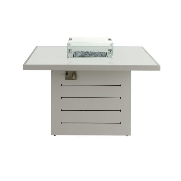 Santorini Square Firepit Dining Table Grey front scaled