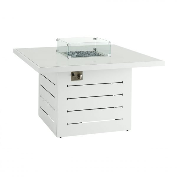 Santorini Square Firepit Dining Table White scaled