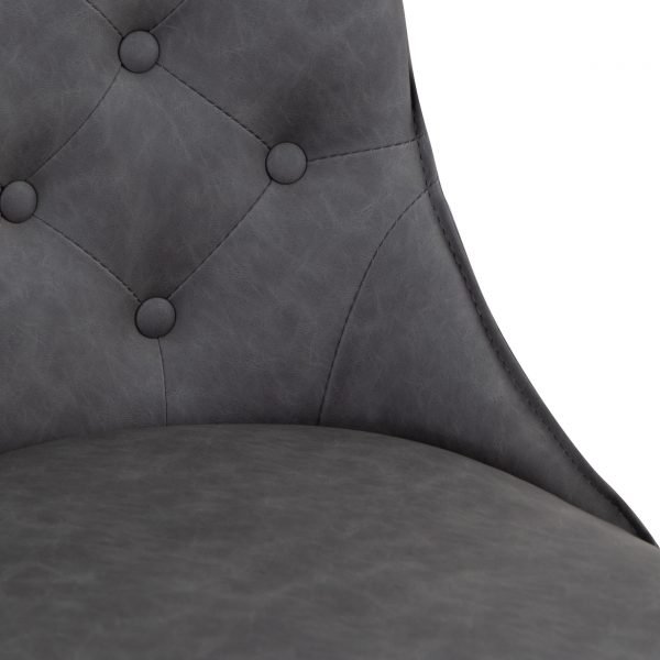 Studded Back Ornate Legged Dining Chair Grey close