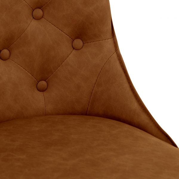 Studded Back Ornate Legged Dining Chair Tan close