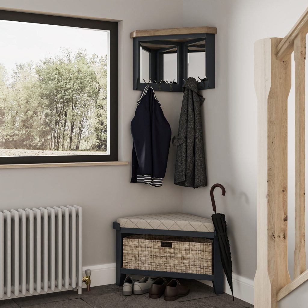 Blue Ryedale Corner Coat Rack with Mirror