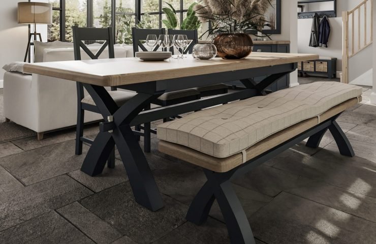 Blue Ryedale Extending Cross Leg Dining Table