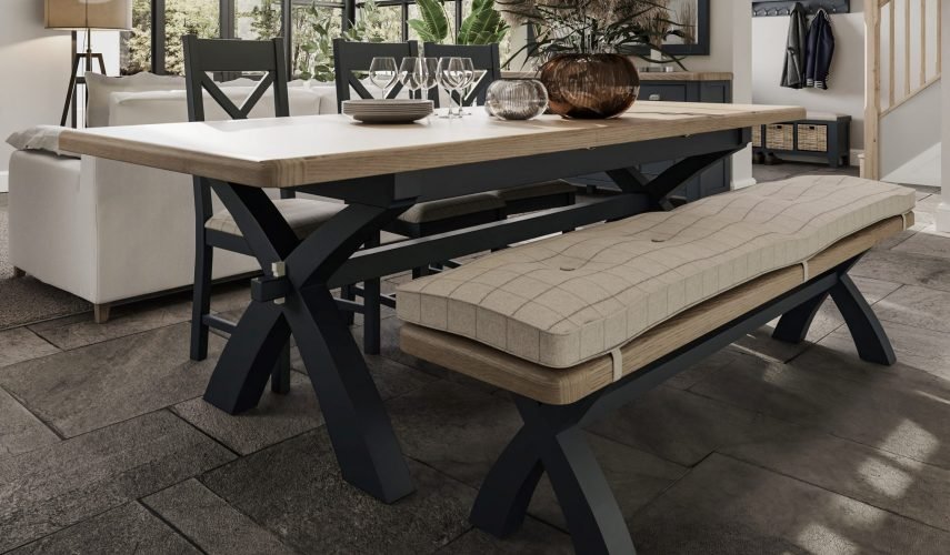 Blue Ryedale Extending Cross Leg Dining Table