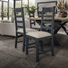 Blue Ryedale Slatted Dining Chair Natural Check