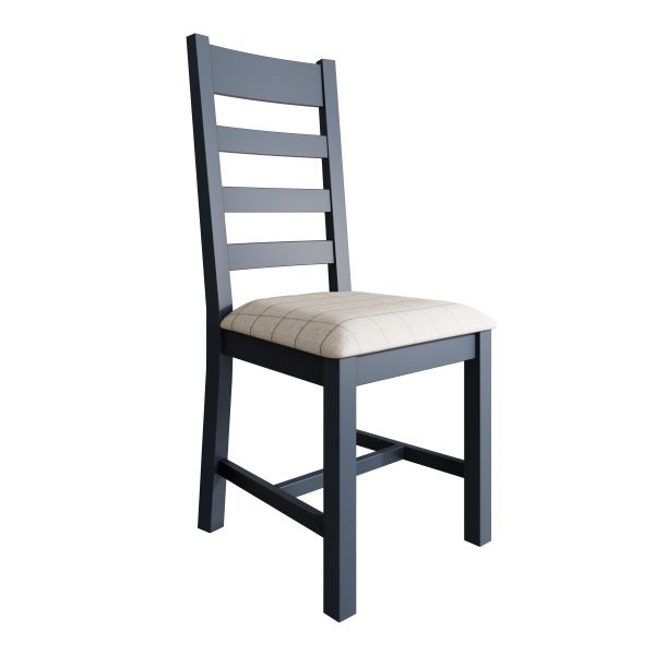 Blue Ryedale Slatted Dining Chair Natural Check angle