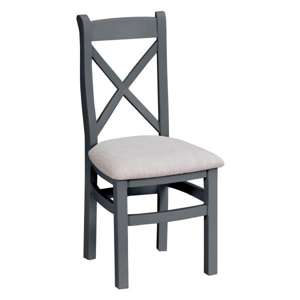 Brompton Painted Cross Back Fabric Chair Charcoal