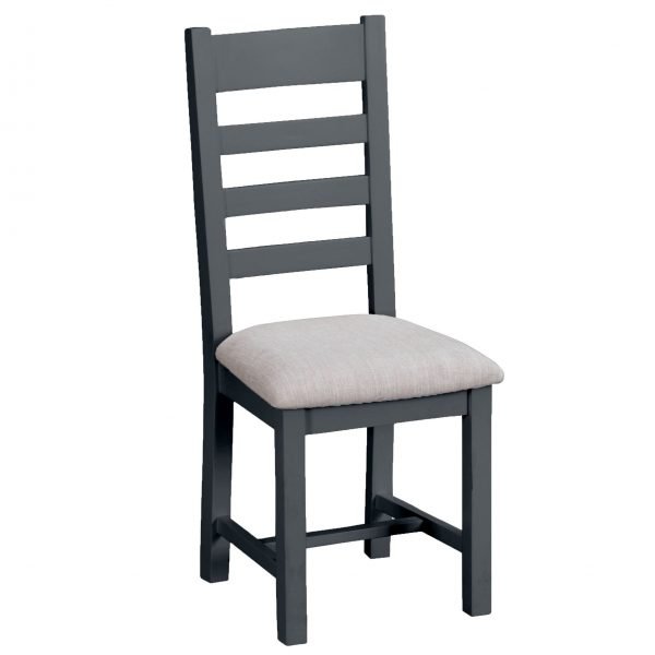 Brompton Painted Ladder Back Fabric Chair Charcoal