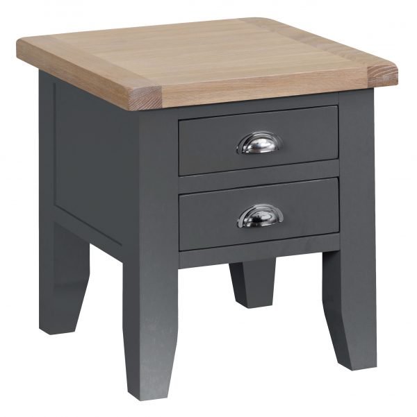 Brompton Painted Lamp Table with Drawers Charcoal