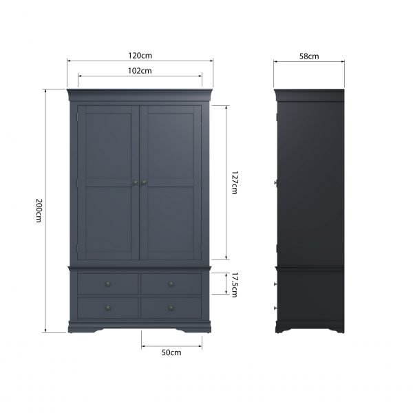 Midnight Grey Isabelle Door Wardrobe