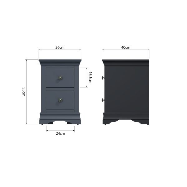 Midnight Grey Isabelle Drawer Bedside Table