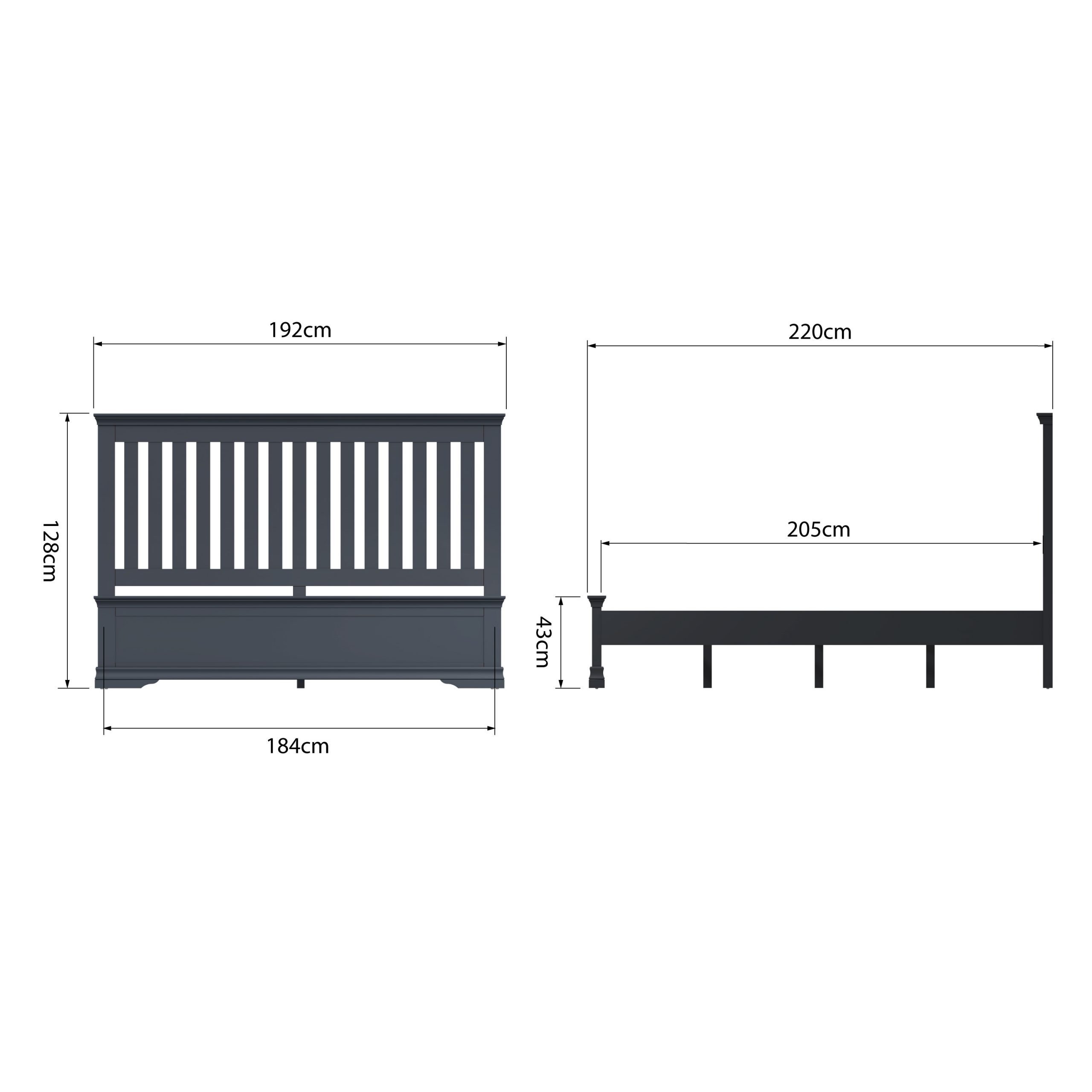 King standard shop bed frame