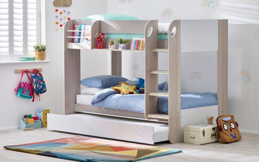 mars bunk taupe with underbed roomset