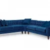 Lauren Medium Blue Velvet Corner Sofa angle