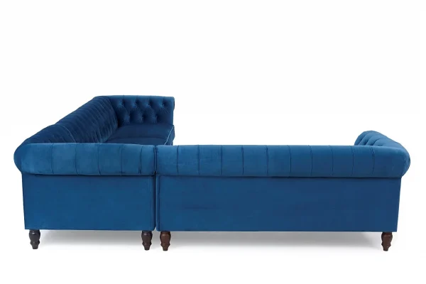 Lauren Medium Blue Velvet Corner Sofa rear