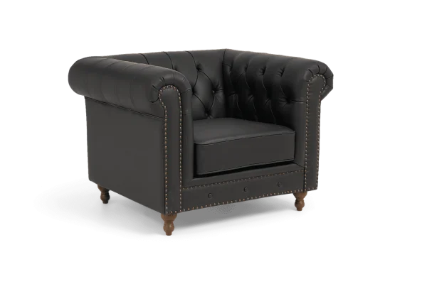Montrose Black Leather Armchair angle