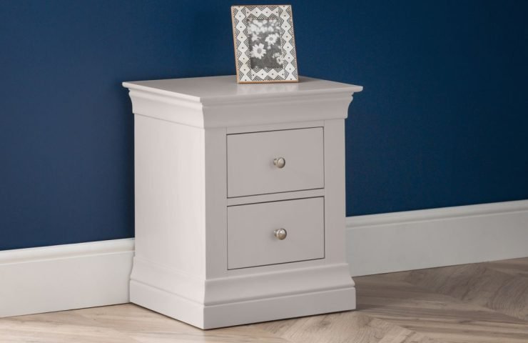 clermont light grey drawer bedside roomset
