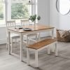coxmoor white oak dining table bench chairs roomset