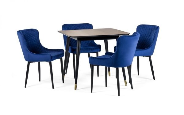 findlay square dining table luxe blue chairs