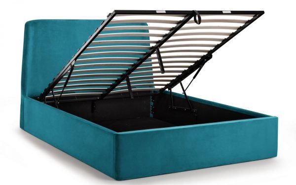 frida teal ottoman angled open