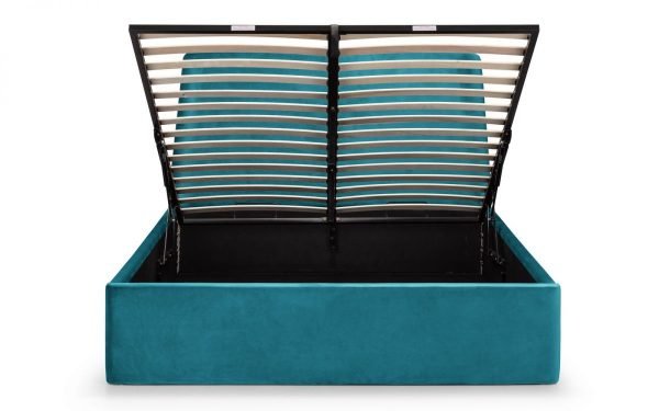 frida teal ottoman open front view