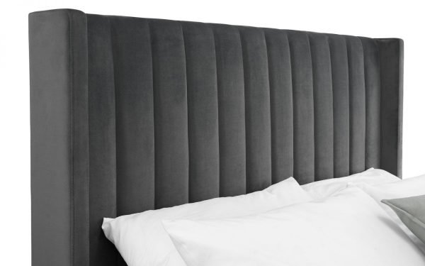 langham bed grey headboard detail