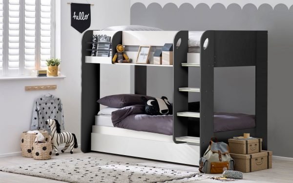 mars bunk charcoal white roomset