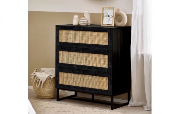 padstow drawer chest black roomset