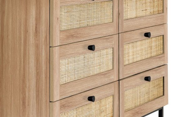 padstow oak drawer chest rattan detail