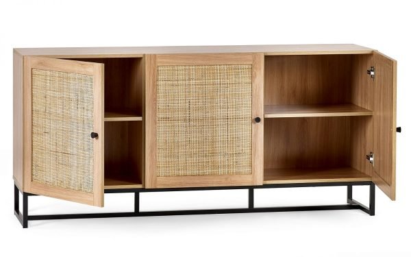 padstow oak sideboard open doors