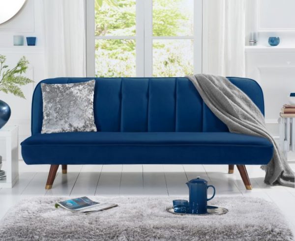 pt jodie sofa bed in blue velvet
