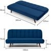 pt jodie sofa bed in blue velvet measurements