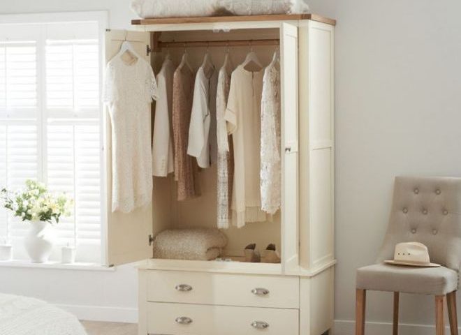 sandringham oak and cream two door two drawer wardrobe pt b