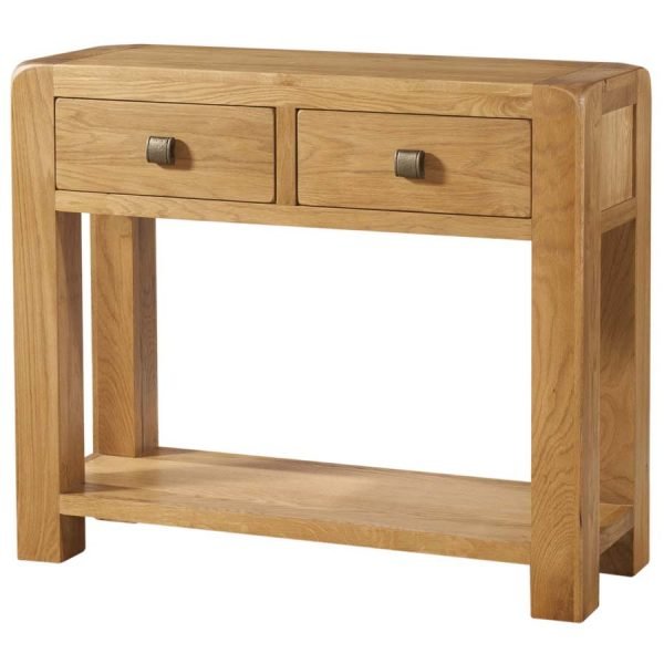 DAV console table drawers storage oak wood dining living hallway waxed contemporary