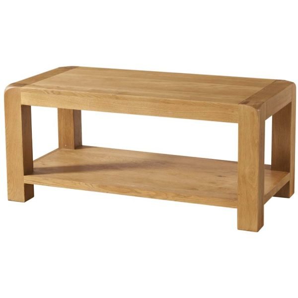 DAV coffee table shelf storage oak wood dining living waxed contemporary